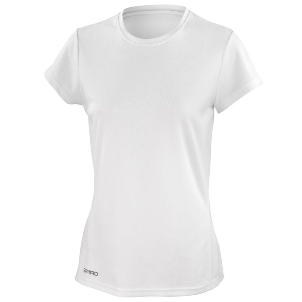 Spiro Womens/Ladies Sports Quick-Dry Short Sleeve Performance T-Shirt / White